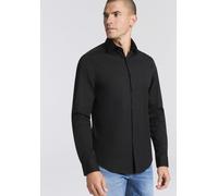 Businesshemd CALVIN KLEIN "SLIM ESNTL POPLIN NOS STR SLD", Herren, Gr. 40, N-Gr, schwarz, Web, Obermaterial: 97% Baumwolle, 3% Elasthan, unifarben, slim fit hüftlang, Rundhals, eingesetzt 1-Knopf-Mans