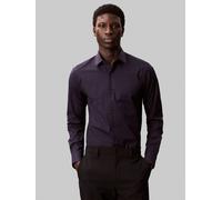 Businesshemd CALVIN KLEIN "SLIM ESNTL POPLIN NOS STR SLD", Herren, Gr. 43, N-Gr, blau (night sky), Web, Obermaterial: 97% Baumwolle, 3% Elasthan, unifarben, slim fit hüftlang, Rundhals, eingesetzt 1-K