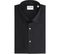Businesshemd CALVIN KLEIN "SLIM ESNTL POPLIN NOS STR SLD", Herren, Gr. 44, N-Gr, schwarz, Web, Obermaterial: 97% Baumwolle, 3% Elasthan, unifarben, slim fit hüftlang, Rundhals, eingesetzt 1-Knopf-Mans