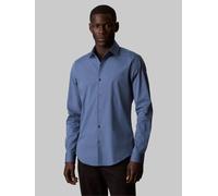 Businesshemd CALVIN KLEIN "SLIM ESSENTIALS POPLIN STR SLD", Herren, Gr. 45, N-Gr, medium blau, Web, Obermaterial: 97% Baumwolle, 3% Elasthan, slim fit normal, Rundhals, 1-Knopf-Manschette, Hemden, Hem