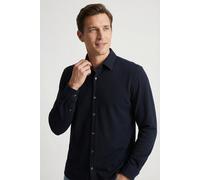 Businesshemd CINQUE "CIRONI", Herren, Gr. L, N-Gr, blau (dunkelblau), Web, Obermaterial: 55% Baumwolle, 45% Polyester, unifarben, bequem normal, Rundhals, 1-Knopf-Manschette, Hemden, bügelfreie Piquet