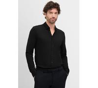 Businesshemd CINQUE "CIRONI", Herren, Gr. M, N-Gr, schwarz, Web, Obermaterial: 55% Baumwolle, 45% Polyester, unifarben, Basic, bequem normal, Rundhals, 1-Knopf-Manschette, Hemden, bügelfreie Piquet Qu