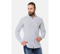 Businesshemd CIPO & BAXX "CH194", Herren, Gr. S, US-Größen, blau, 75% Baumwolle, 25% Leinen, gestreift, regular fit, Manschette mit Knöpfen, Hemden, Baumwoll-Leinen Mix (53983314-S) blau