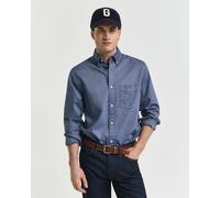 Businesshemd GANT "REG OXFORD SHIRT", Herren, Gr. 5XL, N-Gr, blau (persian blau), Web, Obermaterial: 100% Baumwolle, unifarben, regular fit hüftlang, hoch geschlossener Ausschnitt, Manschette, Hemden,