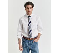Businesshemd GANT "REG OXFORD SHIRT", Herren, Gr. M, N-Gr, weiß, Web, Obermaterial: 100% Baumwolle, unifarben, regular fit hüftlang, hoch geschlossener Ausschnitt, Manschette, Hemden Businesshemd, Oxf