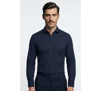 Businesshemd HUGO "Kenno Easy Care", Herren, Gr. 41, N-Gr, blau (dunkelblau405), Web, Obermaterial: 90% Polyamid, 10% Elasthan, unifarben, slim fit normal, Rundhals, 2-Knopf-Manschette mit Schlitz, He