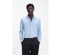 Businesshemd HUGO "Kenno Easy Care", Herren, Gr. 42, N-Gr, blau (light, pastel blau459), Jersey, Obermaterial: 90% Polyamid, 10% Elasthan, unifarben, slim fit normal, Rundhals, Manschette, Hemden, Büg