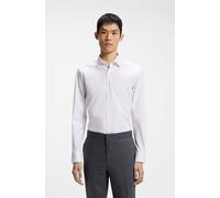 Businesshemd HUGO "Kenno", Herren, Gr. 39, N-Gr, open weiß199, Web, Obermaterial: 75% Baumwolle, 22% Polyamid, 3% Elasthan, unifarben, slim fit normal, Rundhals, 2-Knopf-Manschette mit Schlitz, Hemden