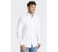 Businesshemd HUGO "Valerio", Herren, Gr. 43, N-Gr, open weiß199, Popeline, Obermaterial: 100% Baumwolle, unifarben, normal, Rundhals, 2-Knopf-Manschette mit Schlitz, Hemden Businesshemd, Kentkragen, M