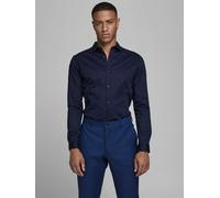 JACK & JONES Herren Freizeit Hemd JJPRPARMA Slim Fit Weiss Blau Schwarz XS-XXL, Größe:XS, Farbe:Navy Blazer SUPER Slim 12097662