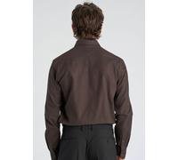 Businesshemd LINDBERGH "Business-Casual-Hemd (Langarm) Modern Fit", Herren, Gr. XL, Normalgrößen, braun (dk braun mel), Obermaterial: 100% Baumwolle, Hemden (31828338-XL) dk braun mel