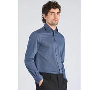 Businesshemd LINDBERGH "Business-Casual-Hemd (Langarm) Relaxed Fit", Herren, Gr. L, Normalgrößen, blau (dk blau mel), Obermaterial: 100% Baumwolle, Hemden (47290138-L) dk blau mel