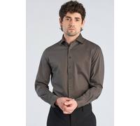 Businesshemd LINDBERGH "Business-Casual-Hemd (Langarm) Relaxed Fit", Herren, Gr. L, Normalgrößen, braun (dk army), Obermaterial: 100% Baumwolle, Hemden (21045518-L) dk army