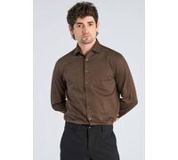 Businesshemd LINDBERGH "Business-Casual-Hemd (Langarm) Relaxed Fit", Herren, Gr. L, Normalgrößen, braun (dk braun mel), Obermaterial: 100% Baumwolle, Hemden (13260339-L) dk braun mel