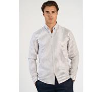 Businesshemd LINDBERGH "Oxford-Hemd (Langarm) Relaxed Fit", Herren, Gr. L, Normalgrößen, grau (dk stone), Obermaterial: 98% Baumwolle, 2% Elasthan, Hemden (60714557-L) dk stone