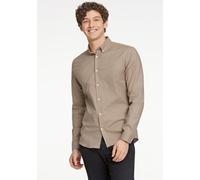 Businesshemd LINDBERGH "Oxford-Hemd (Langarm) Relaxed Fit", Herren, Gr. S, Normalgrößen, beige (mid stone mix), Obermaterial: 97% Baumwolle, 3% Elasthan, Hemden (44624926-S) mid stone mix