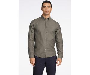Businesshemd LINDBERGH "Oxford-Hemd (Langarm) Slim Fit", Herren, Gr. L, Normalgrößen, grün (army mix), Obermaterial: 97% Baumwolle, 3% Elasthan, Hemden (39132119-L) army mix
