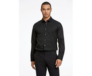 Businesshemd LINDBERGH "Technisches Hemd (Langarm) Slim Fit", Herren, Gr. L, Normalgrößen, schwarz, Obermaterial: 97% Baumwolle, 3% Elasthan, Hemden (98344208-L) schwarz