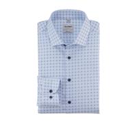 Businesshemd OLYMP "24/7 - Level 5 - Climate Control", Herren, Gr. 43, N-Gr, blau (bleu), Web, Obermaterial: 64% Baumwolle, 27% Polyester, 9% Elasthan, körpernah, Manschette, Hemden, modisch gemustert