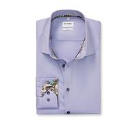 Businesshemd OLYMP "Level 5", Herren, Gr. 40, N-Gr, lila (viola), Web, Obermaterial: 97% Baumwolle, 3% Elastolefin, 2-Knopf-Manschette, Hemden, Manschetteninnenseite gemustert, body fit, New York-Kent