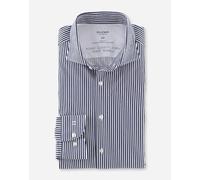 Businesshemd OLYMP "Level Five 24/Seven body fit", Herren, Gr. 39, N-Gr, blau (marine), Web, Obermaterial: 92% Baumwolle, 8% Elasthan, gestreift, Hemden Businesshemd (20195225-39)
