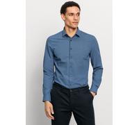 Businesshemd OLYMP "Level Five 24/Seven body fit", Herren, Gr. 44, N-Gr, blau (marine), Web, Obermaterial: 64% Baumwolle, 27% Polyester, 9% Elasthan, 2-Knopf-Manschette, Hemden Businesshemd, mit marka