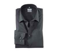 Businesshemd OLYMP "Level Five body fit", Herren, Gr. 40, N-Gr, grau (anthrazit), Web, Obermaterial: 97% Baumwolle, 3% Elastolefin, schmal, verstellbar 1-Knopf-Manschette mit Knöpfen, Hemden, Comfort