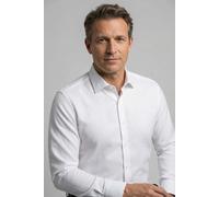 Businesshemd OLYMP "Level Five body fit", Herren, Gr. 41, N-Gr, weiß, Web, Obermaterial: 97% Baumwolle, 3% Elastolefin, 2-Knopf-Manschette, Hemden, mit modischer Struktur (40843257-41) weiß