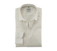 Businesshemd OLYMP "Level Five body fit", Herren, Gr. 42, N-Gr, beige (hellbeige), Web, Obermaterial: 97% Baumwolle, 3% Elastolefin, klassisch, Langarm 2-Knopf-Manschette, Hemden, schlichtes Design (9