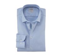 Businesshemd OLYMP "Level Five body fit", Herren, Gr. 42, N-Gr, blau (bleu), Web, Obermaterial: 97% Baumwolle, 3% Elastolefin, 2-Knopf-Manschette, Hemden, mit modischer Struktur (73455262-42) bleu