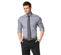 Olymp Herren Hemd Level 5 Body Fit Langarm, Silber, 43