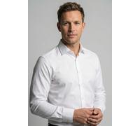 Businesshemd OLYMP "Level Five body fit", Herren, Gr. 44, N-Gr, weiß, Web, Obermaterial: 97% Baumwolle, 3% Elastolefin, 2-Knopf-Manschette, Hemden, schlichtes Design (37945617-44) weiß