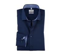Businesshemd OLYMP "Level Five body fit", Herren, Gr. 45, N-Gr, blau (nachtblau), Web, Obermaterial: 97% Baumwolle, 3% Elastolefin, 2-Knopf-Manschette, Hemden (46504249-45) nachtblau