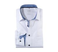OLYMP Herren Businesshemd Langarm Luxor,Einfarbig,Comfort fit,New Kent,Weiss 00,44