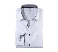 Businesshemd OLYMP "Luxor comfort fit", Herren, Gr. 45, N-Gr, schwarz-weiß (weiß anthrazit), Web, Obermaterial: 100% Baumwolle, kontrastfarbene Details, comfort fit, Hemden (93345864-45) weiß anthrazi