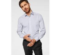 Businesshemd OLYMP "Luxor comfort fit", Herren, Gr. 46, Normaler Arm, grau (hellgrau), Web, Obermaterial: 100% Baumwolle, unifarben, bequem, 1-Knopf-Manschette verstellbar, Hemden, unifarben, bügelfre