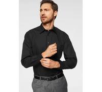 Businesshemd OLYMP "Luxor comfort fit", Herren, Gr. 48, N-Gr, schwarz, Web, Obermaterial: 100% Baumwolle, unifarben, bequem, 1-Knopf-Manschette verstellbar, Hemden, Mit Brusttasche, bügelfrei (2193140