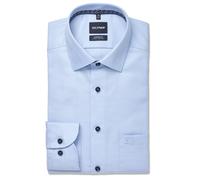 Businesshemd OLYMP "Luxor Comfort Fit New-Kentkragen", Herren, Gr. 44, N-Gr, blau (bleu), Web, Obermaterial: 100% Baumwolle, unifarben, comfort fit normal, 2-Knopf-Manschette, Hemden, kontrastfarbene