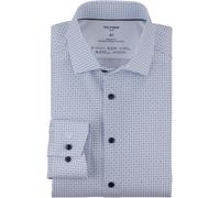 Businesshemd OLYMP "Luxor", Damen, Gr. 48, N-Gr, blau (bleu), Web, Obermaterial: 64% Baumwolle, 27% Polyester, 9% Elasthan, 2-Knopf-Manschette, Hemden Businesshemd, mit mehrfarbigen Muster, modern fit