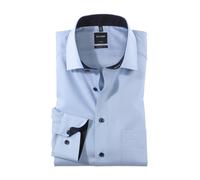 OLYMP Herrenoberhemd Langarm Luxor Natté Modern Fit Global Kent Hellblau Gr. 38