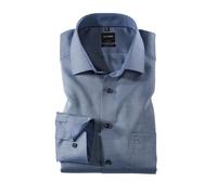 OLYMP Luxor modern fit Hemd Langarm Struktur mittelblau 39