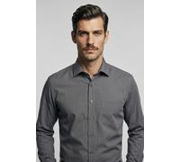 Businesshemd OLYMP "Luxor modern fit", Herren, Gr. 39, N-Gr, grau (mittelgrau), Web, Obermaterial: 100% Baumwolle, modern fit hüftbedeckend, 2-Knopf-Manschette, Hemden, Modern fit, New-Kentkragen, sch