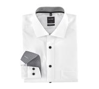 Businesshemd OLYMP "Luxor modern fit" Gr. 39, Verlängerter Arm, grau (weiß, anthrazit, kontrastfarbene details) Herren Hemden Langarm mit extra langen Ärmeln (21110830-39)