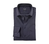 OLYMP Herren Oberhemd Langarm Luxor, Faux Uni, 465 Modern Fit 20,19 Global Kent, Marine 18,40, Hemden Mode für Herren