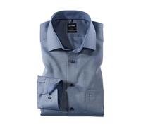 OLYMP Herren Oberhemd Langarm Luxor,Natté,modern fit,Global Kent,Marine 18,41
