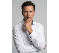 Businesshemd OLYMP "Luxor modern fit", Herren, Gr. 41, N-Gr, bunt (weiß, blau, kontrastfarbene details), Web, Obermaterial: 100% Baumwolle, tailliert, 1-Knopf-Manschette verstellbar, Hemden Businesshe