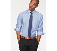 Businesshemd OLYMP "Luxor modern fit", Herren, Gr. 45, Verlängerter Arm, blau (hellblau), Web, Obermaterial: 100% Baumwolle, unifarben, Basic, tailliert, verstellbar 1-Knopf-Manschette mit Knöpfen, He