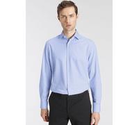 Businesshemd OLYMP "Luxor modern fit", Herren, Gr. 47, N-Gr, blau (bleu), Web, Obermaterial: 64% Baumwolle, 27% Polyester, 9% Elasthan, Hemden, Comfort Stretch, Climate Control (43582154-47) bleu