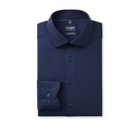 Businesshemd OLYMP "Luxor modern fit", Herren, Gr. 47, N-Gr, blau (marine), Web, Obermaterial: 64% Baumwolle, 27% Polyester, 9% Elasthan, Hemden, Comfort Stretch, Climate Control (78693344-47) marine