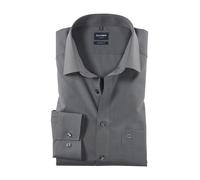 Businesshemd OLYMP "Luxor modern fit", Herren, Gr. 47, N-Gr, grau (mittelgrau), Web, Obermaterial: 100% Baumwolle, hüftbedeckend, 2-Knopf-Manschette, Hemden, Modern fit, New-Kentkragen, schlichtes Des